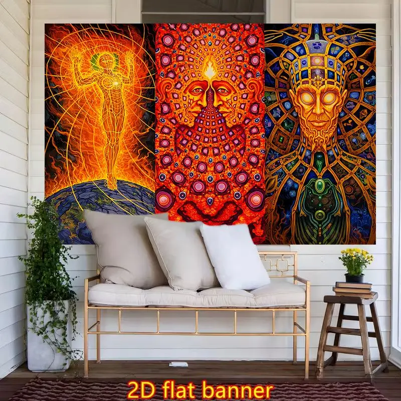 VIKAMA Visionary Psychedelic Art Tapestry Trippy Spiritual Colorful Figure Wall Hanging for Bedroom Dorm Living Room Home Decor