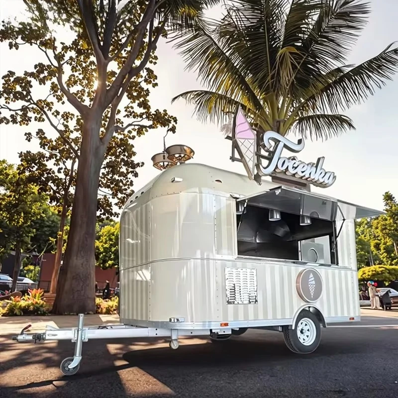 Snow Cone Food Trailer Food Truck Mobile Food Cart Ice Shaver Syrup Storage for Cold Snack Vendor Summer Beach Customized