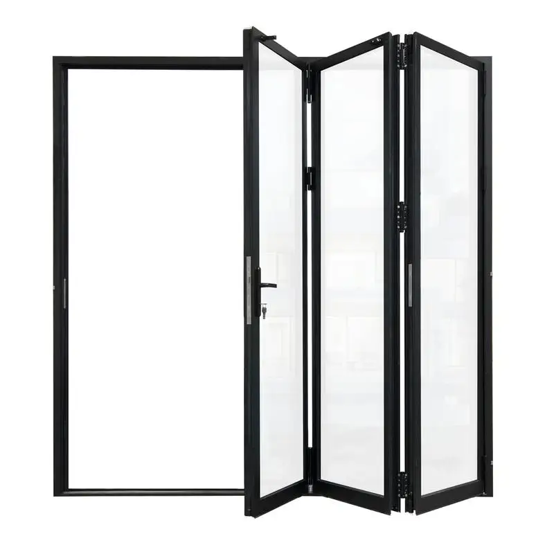 Custom Modern Popular Aluminum Folding Door Waterproof PD Glass For Exterior Bathroom Bedroom Space-Saving Foldable Design Finis