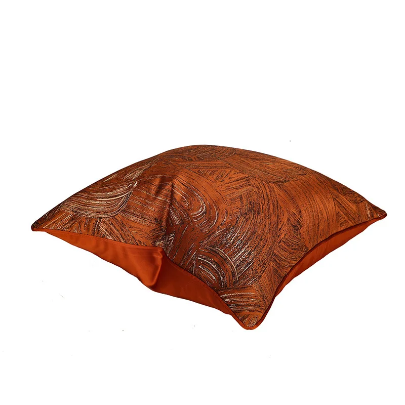 Home Cojines Luxury Orange Golden Jacquard Abstract Art Line Cushion Cover 18x18inch Pillow Case Modern Sofa Chair Bedding Deco
