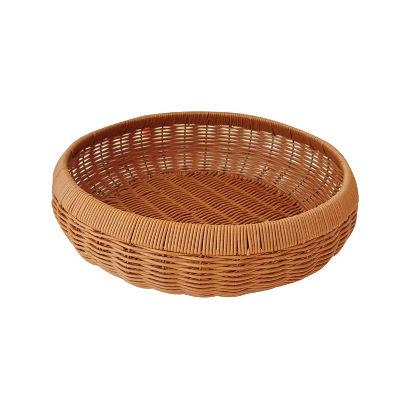 

Imitation rattan hand-woven round dustpan storage household washing basket fruit sorting tray drying