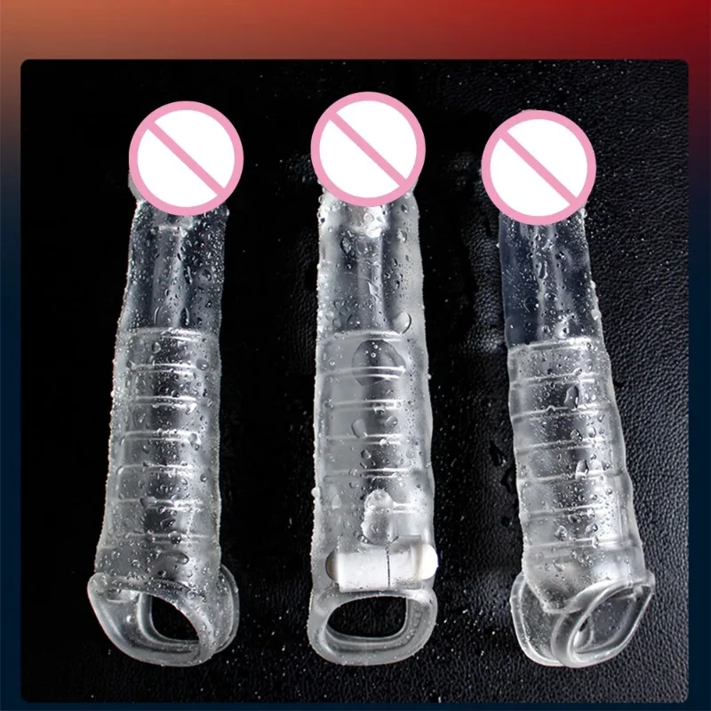 الواقي الذكري القابل لإعادة الاستخدام تمديد القضيب كم تأخير القذف غطاء القضيب القضيب موسع هزاز الجنس لعب للرجال الكبار المنتجات #5