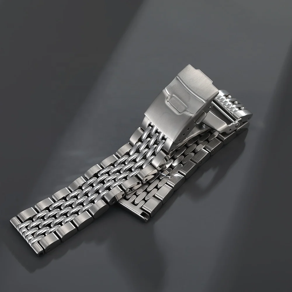 Silver Stainless Steel 20MM 22MM Bead Of Rice Watch Band Bracelet Fit For SKX007 Dive Watch