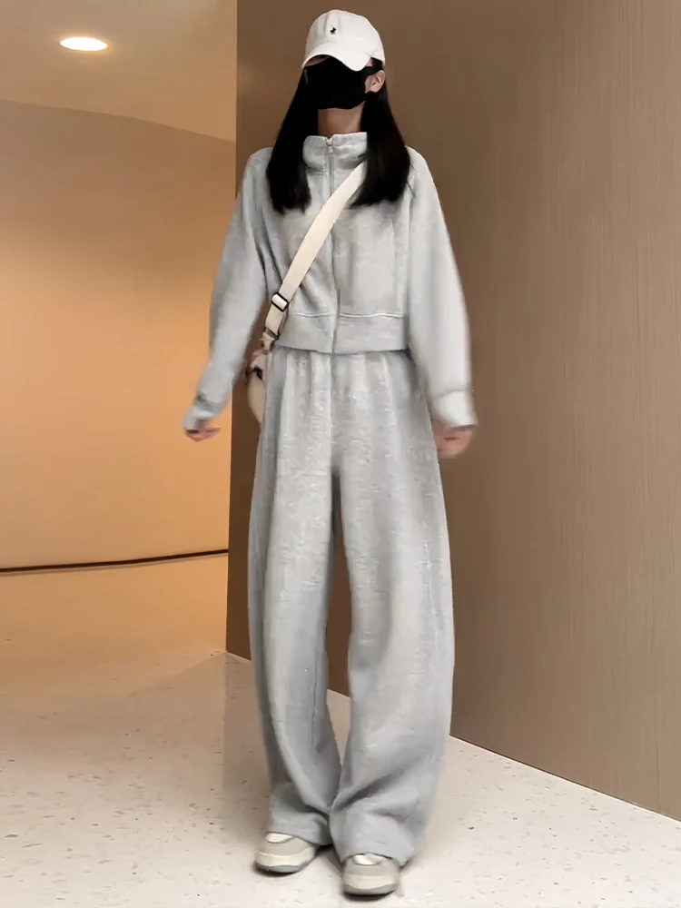 

Комплект спортивной одежды Laid-ba, женские широкие брюки, толстовка, костюм из двух предметов, осенняя коллекция, удобный модный наряд, повседневная одежда