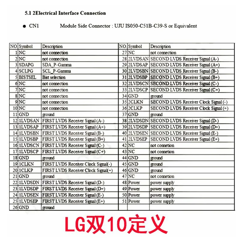 FI-RE51S-HF 51P 10-bit 120Hz LVDS Display Cable 40P Dupont Left Power 550mm for LG for AUO for Chimei