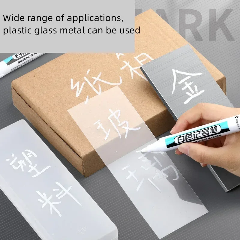 0.7/1.0/2.5MM White Permanent Marker Pens Paint Markers For Wood Rock Plastic Leather Glass Stone Metal Art Supplies