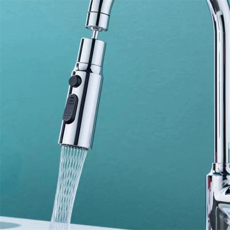 Kitchen faucet with multifunctional scraping and splash proof spout, extended extension, universal rotation, pressurization, uni