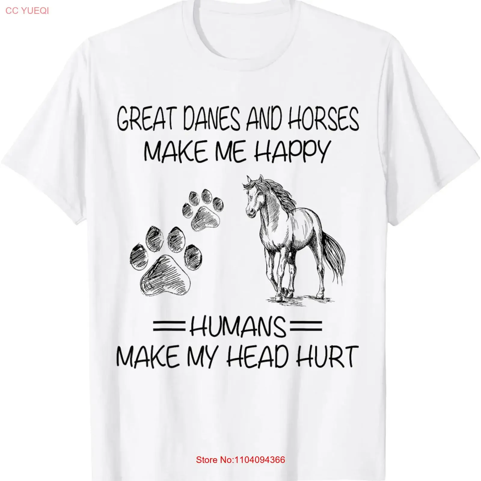 Great Dane And Horses Make Me Happy Humans My Head Hurt T Shirt vintage Washed designer clothes graphic Top For Everyday Wear