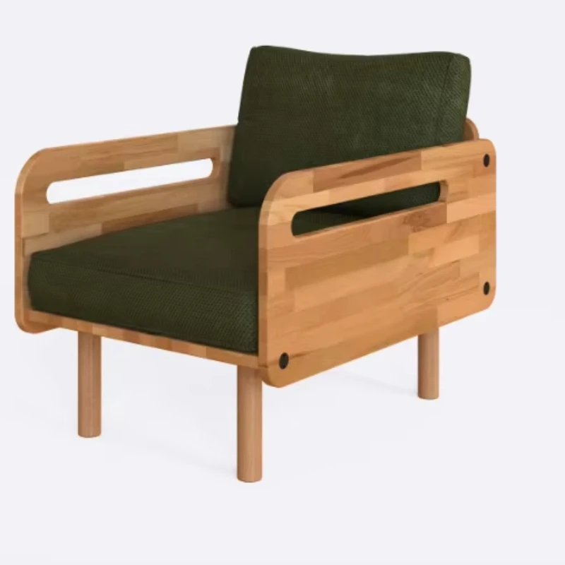Single armchair handmade beech wood with extendable legs for living room kitchen bathroom furniture