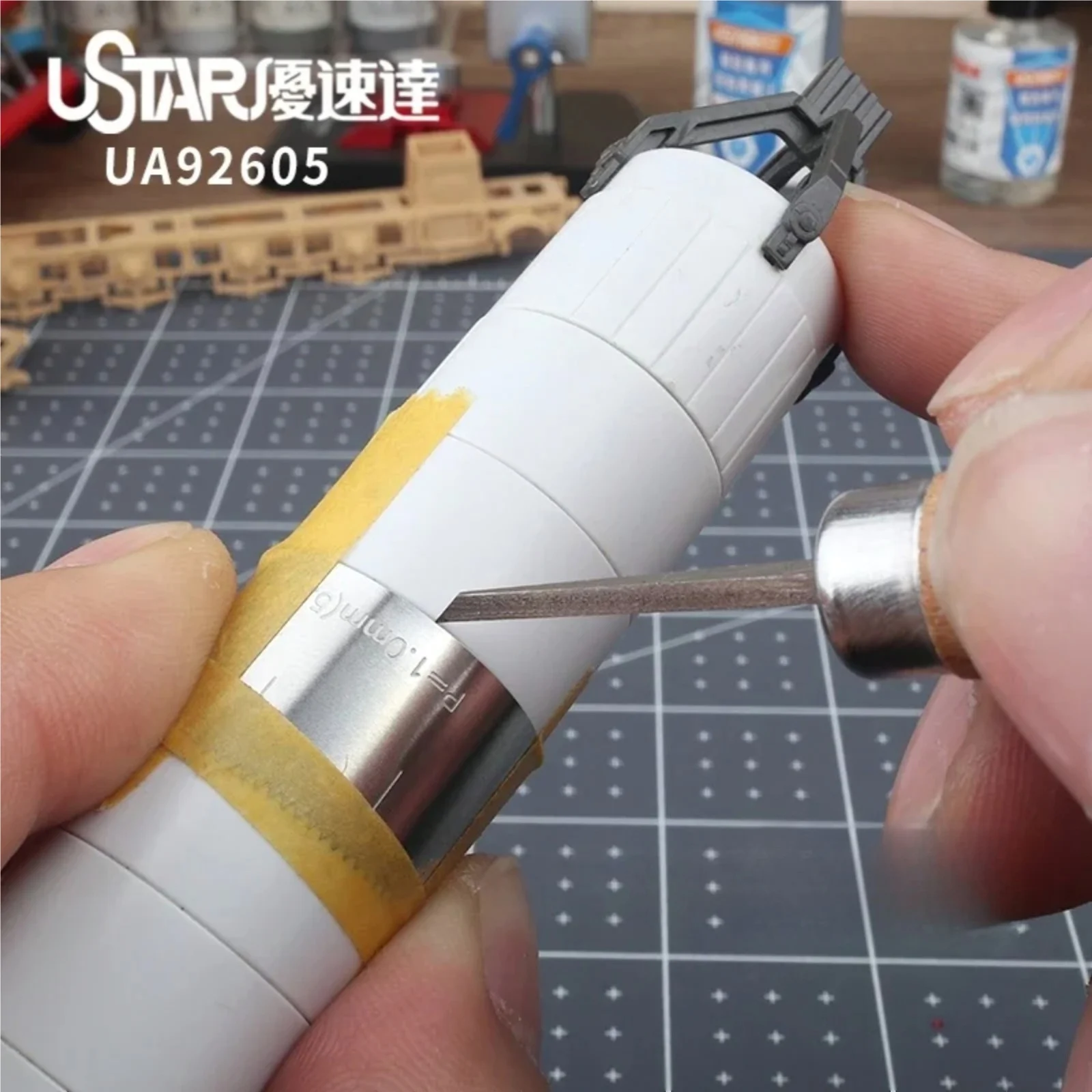 Ustar UA-92604 UA-92605 Etched Hole Spacing Ruler Arc Surface Measuring Tool Scale Model Assembly Hobby Modeling Kit Accessory