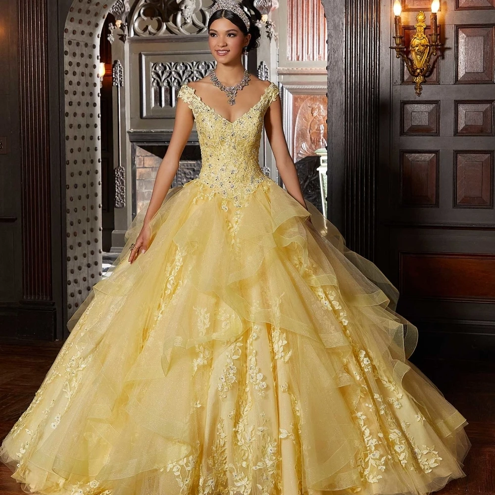 Evlast Mexico Paars Lila Quinceanera Jurk Baljurk 3d Bloemen Applique Kralen Ruches Sweet 16 Vestidos De 15 Años Tqd144