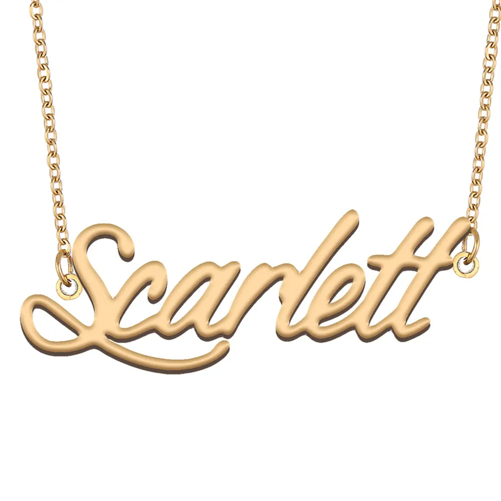 Scarlett Name Necklace for Women Stainless Steel Jewelry Gold Color Nameplate Pendant Collares Para Mujer Letters Choker