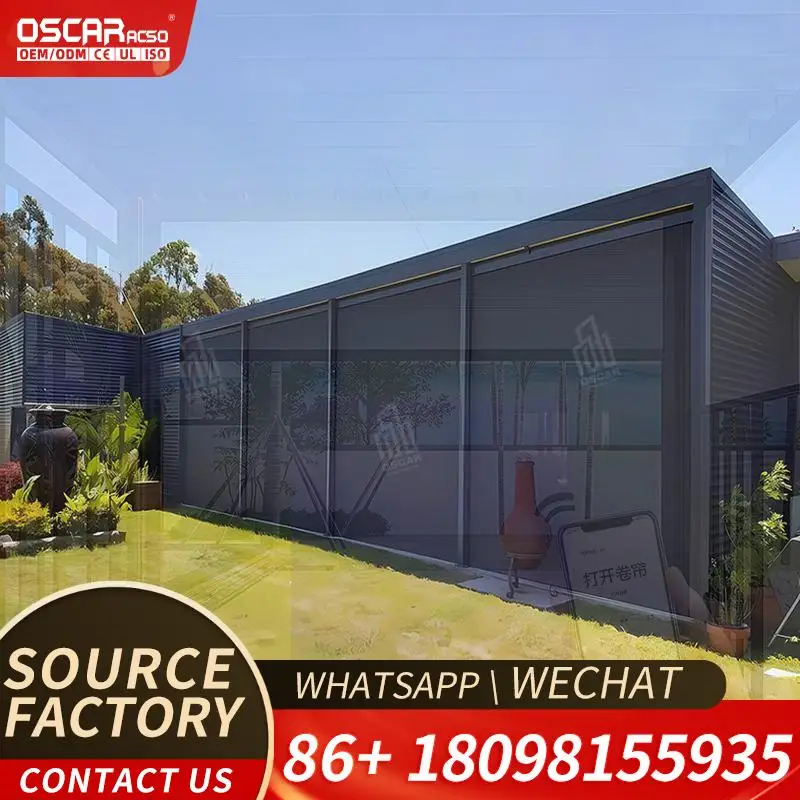 Outdoor Electric Roller Blinds with Automatic Smart Drive and Exterior Zip Track for Effortless Shade in Outdoor Spaces Rolling