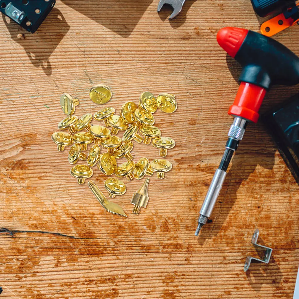 

2Sets Woodburning Letter Tips Brass Core DIY Engraving Tool Kit for Wood Paper Crafts Portable Wood Burning Letters