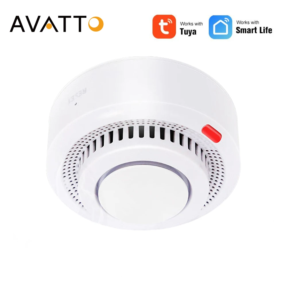 AVATTO  Tuya Zigbee Smoke Detector Alarm Sensor Smart Home Security Fire Protection Smart Life APP Work With Alexa Google Home