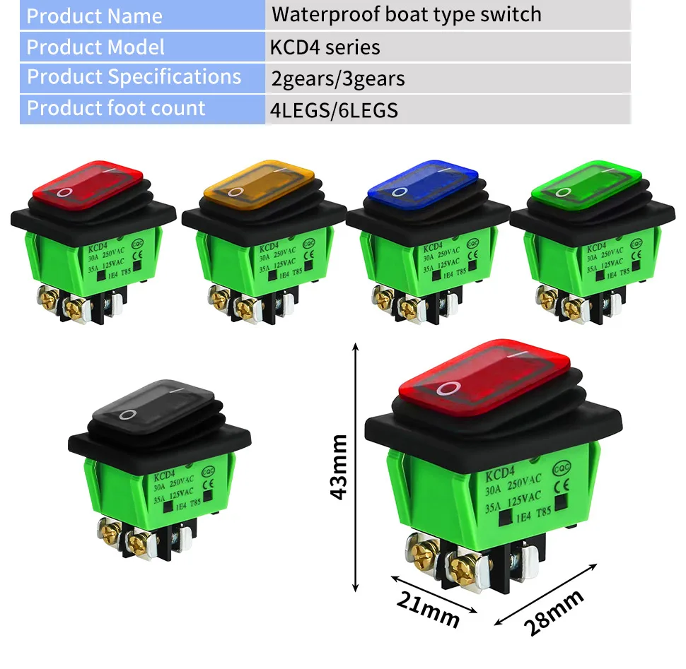 10 Stück wasserdichte Wippschalter mit LED-Beleuchtung, EIN/AUS, wetterfest, beleuchteter Kippschalter für Marine, Auto, Wohnmobil, LKW, 12 V, 220 V – Detail 9