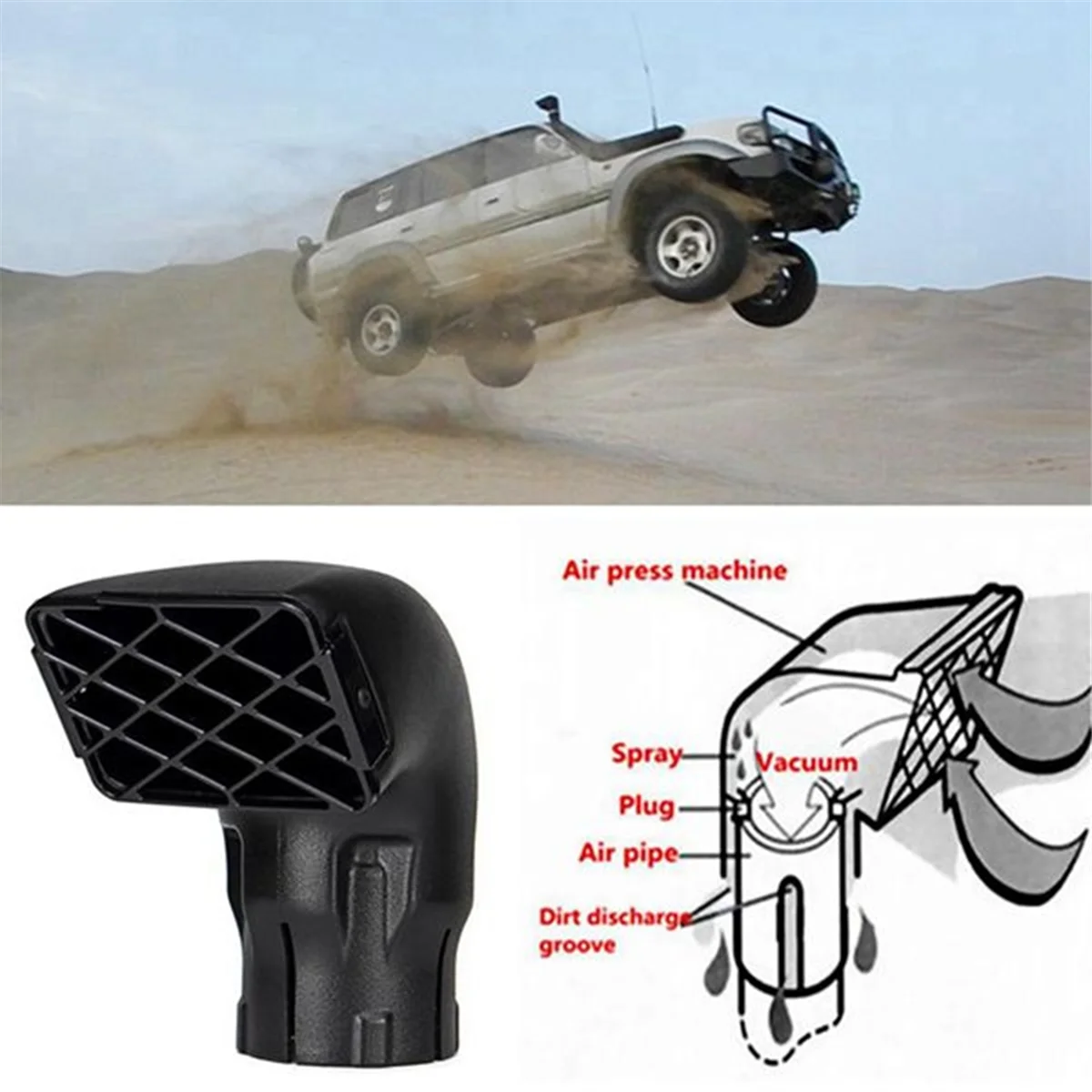 3.5inches Car Universal Snorkel Inlet Head Air Intake Pipe Wading Throat for Off-Road Mud