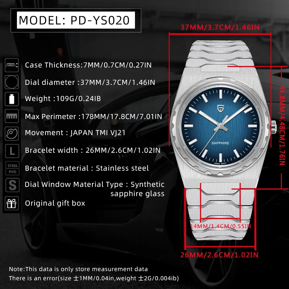 PAGANI DESIGN 2025 New Men's Sport Quartz Watches Ultra-Thin 7mm Series 222 Sapphire Stainless Steel Waterproof Watches for Man