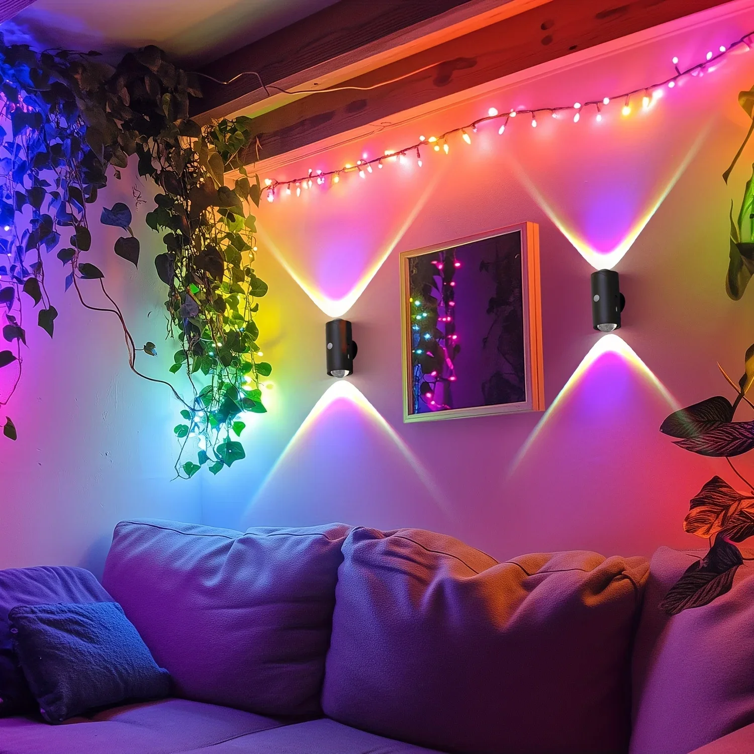 Luz nocturna con Sensor de movimiento recargable, lámpara LED magnética regulable con gradiente RGB, iluminación de emergencia para armario, entrada, mesita de noche y escritorio