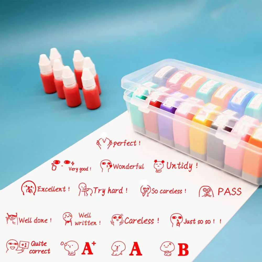 English Encouragement Stamps School Student Teaching Tools Seals English Photosensitive Chapter Comment Reward Kids Gifts