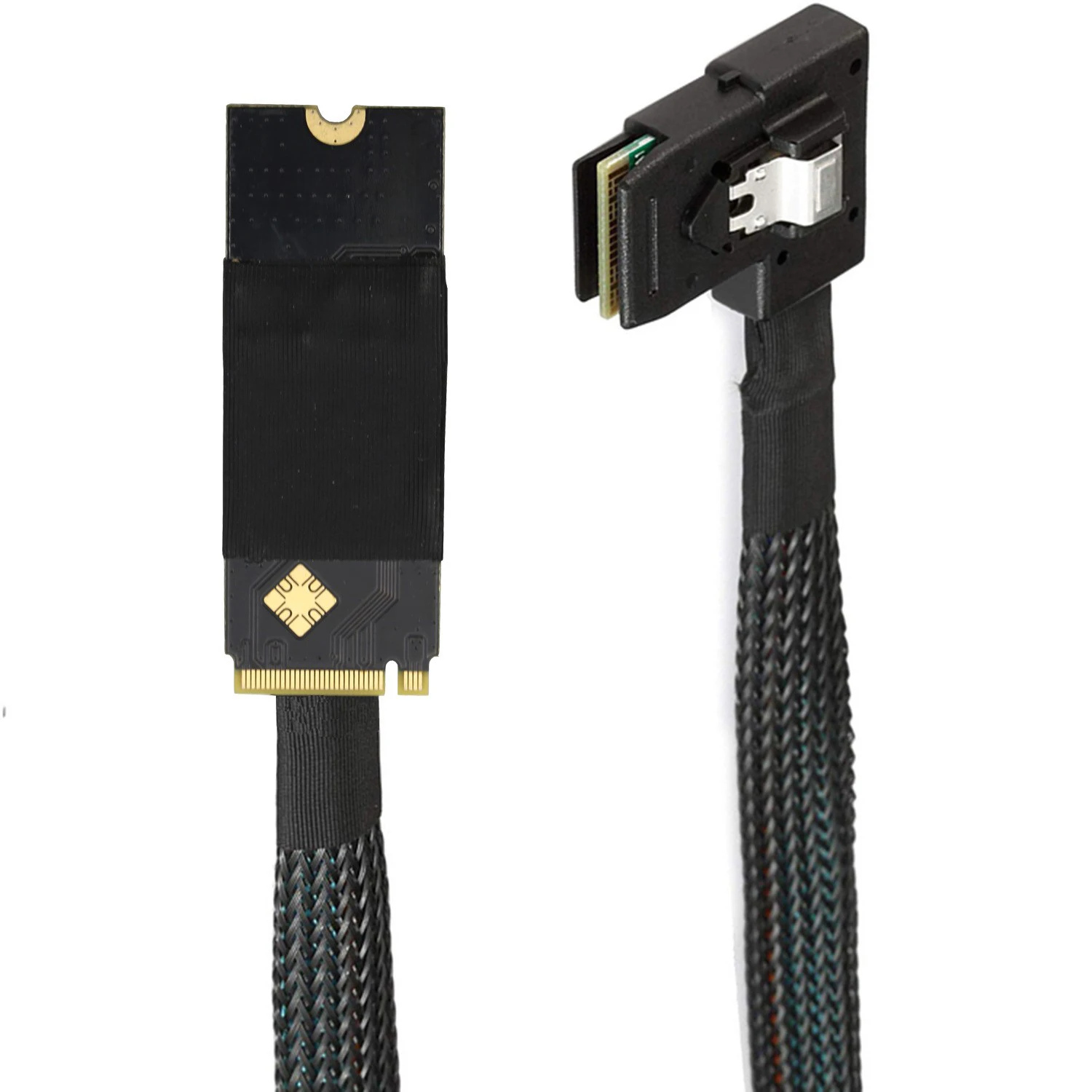 M.2(M-Key NVMe 2260) to SAS SFF-8087 Left Bend Plug and Play Server High Speed Cable