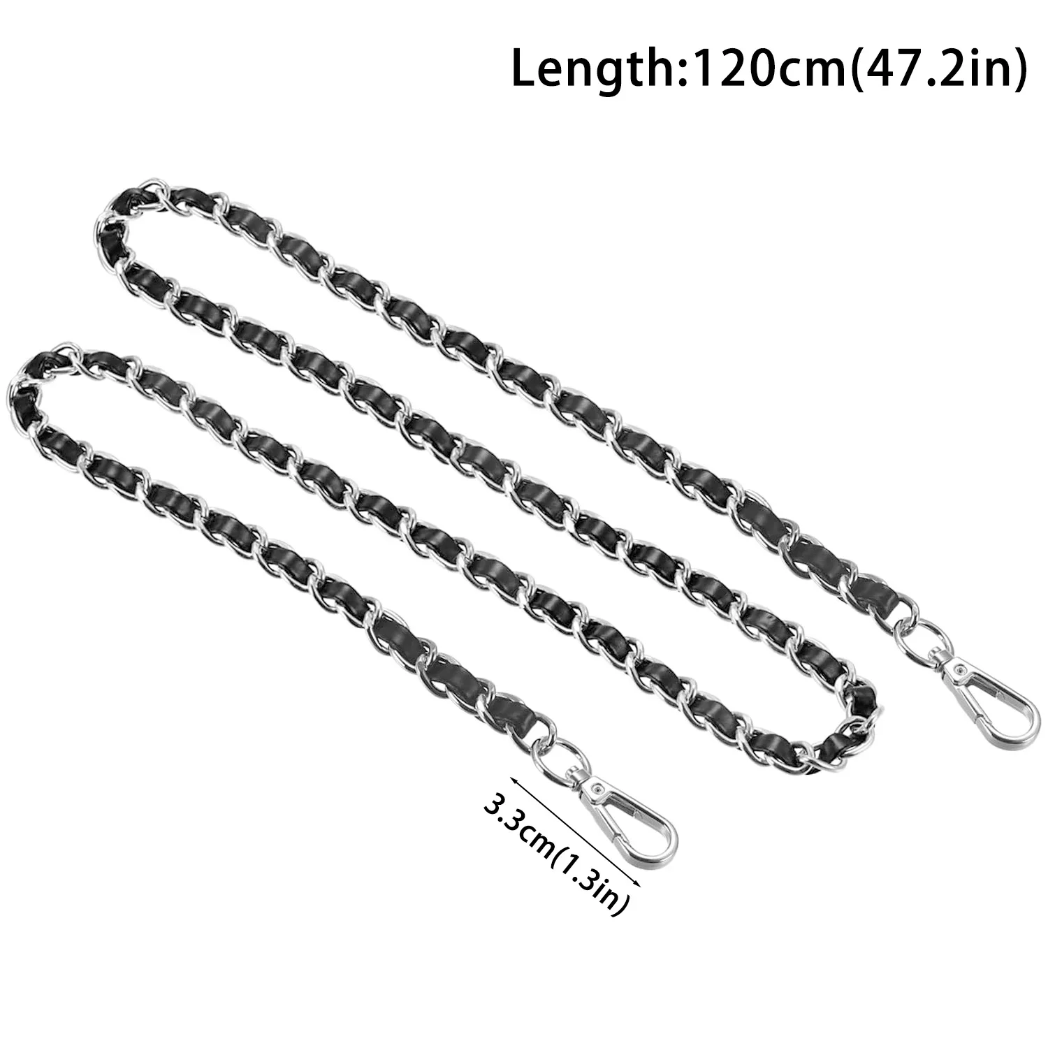 47in PU Leather Flat Chain Strap Handbag Chains Purse Straps Shoulder Cross Body Replacement Strap DIY Purse Making image 4