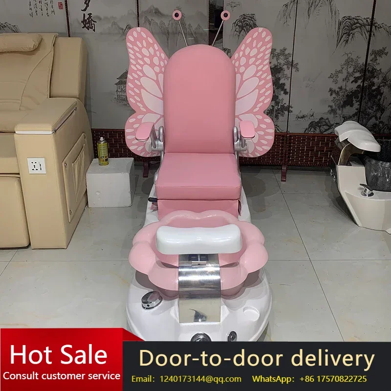 

Hot Pink Modern Butterfly Whirlpool Sink Manicure Spa Pedicure Chair with Jet for Kids