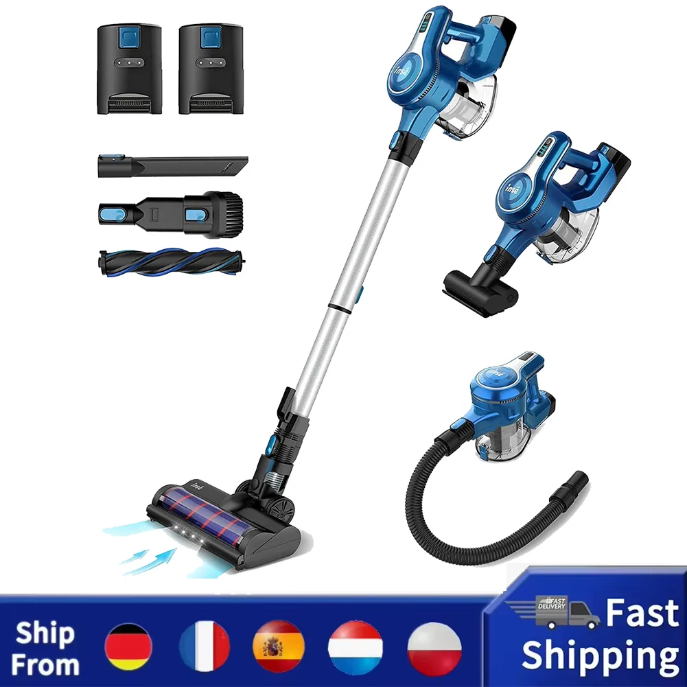 INSE S6P Cordless Vacuum Cleaner with 2 Batteries, Up to 80min Run-time Rechargeable Stick Vacuum, Lightweight Powerful