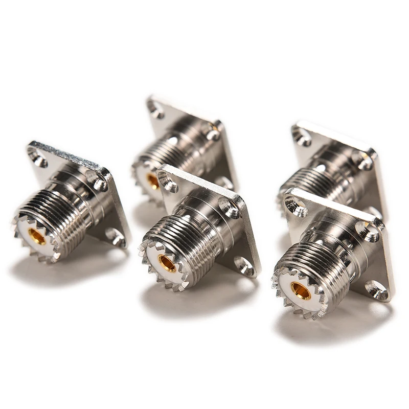 (Ce14)1Pc SO239 UHF Female SO239 4 Hole Jack Square Shape Solder Cup Coax Connector for Radio Video Female UHF Panel Mount SO239