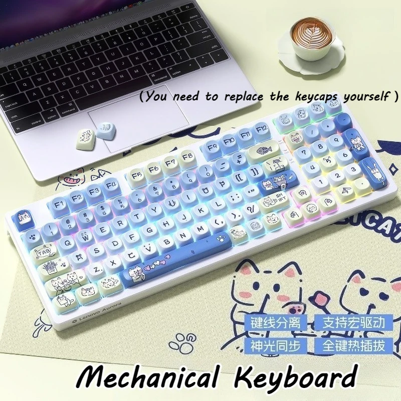 

Механическая клавиатура для клавиатуры Lenovo RGB, многоцветная подсветка со световыми эффектами, 98-клавишная проводная клавиатура с возможностью горячей замены для портативного компьютера