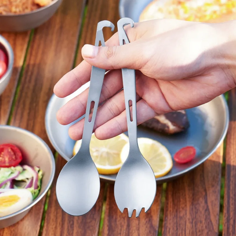 Titanium 3 IN 1 Spork with Bottle Opener Lightweight Outdoor Dinner Multifunctional Ti Camping Backpacking Hiking Fishing Picnic