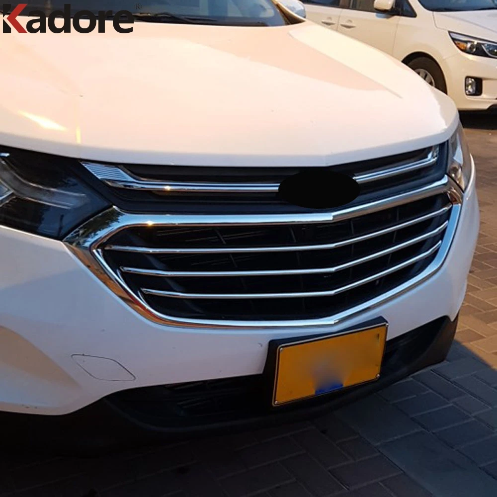 For Chevrolet Holden Equinox 2018 2019 2020 2021 ABS Chrome Car Front Center Grille Grills Cover Trim Molding Strips Accessories