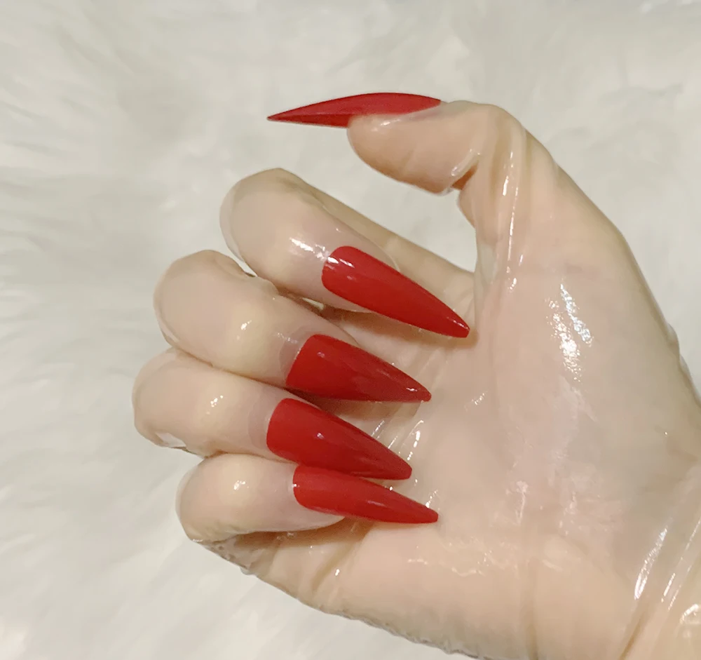 BIG SALE! Super Thin Crossdress Oil Shiny Glossy Transparent Sexy Men's Fetish Latex Rubber Cosplay Kigurumi Gloves With Nails - Image 3