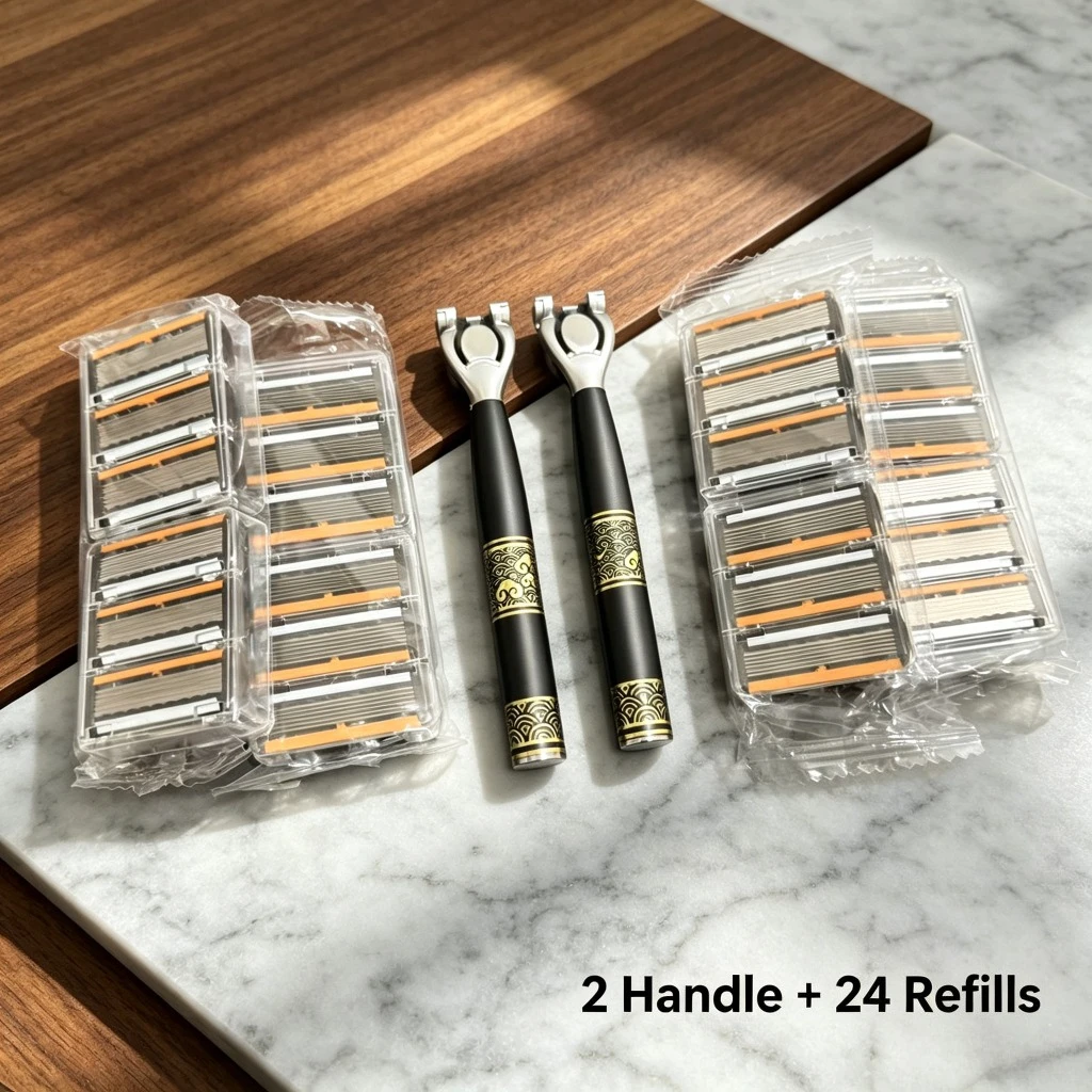 Manuelles Sicherheitsrasierset für Männer, mit 6-lagigen Edelstahlklingen, für langfristigen Gebrauch, geeignet für Männer und Frauen, tolle Geschenkidee. – Detail 7