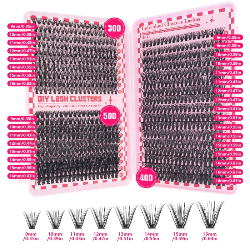 DIYまつげエクステキット、Dカール9-16mmミックス、接着剤、ピンセット、まつげブラシ付き、毎日使える個別つけまつげ