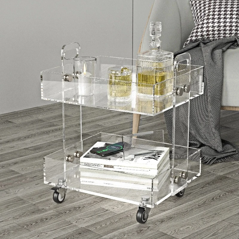 

Side few coffee table transparent few mobile cart rack