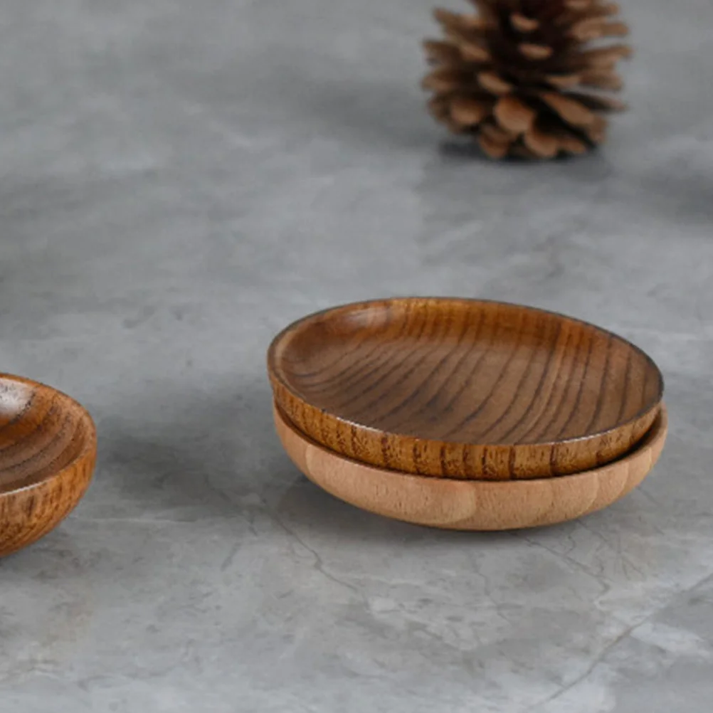 

5Pcs Round Wooden Dishes Elegant Soy Sauce Dipping Bowls for Special Occasions Wooden Dishes Condiment Bowls Sauce Bowl