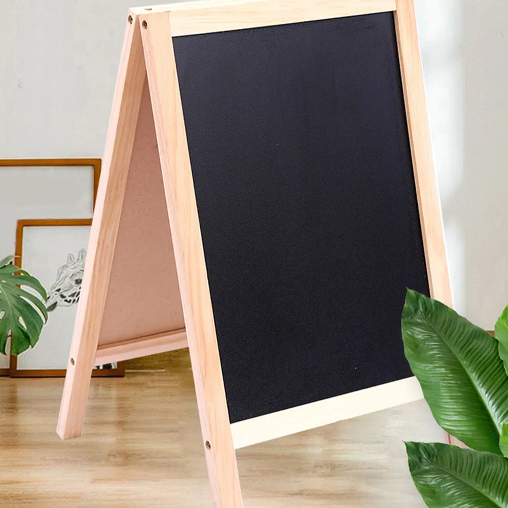 

2Pcs Double-Sided Wooden Chalk Board for Erasable Writing Drawing Board Learning Whiteboard Portable Freestanding