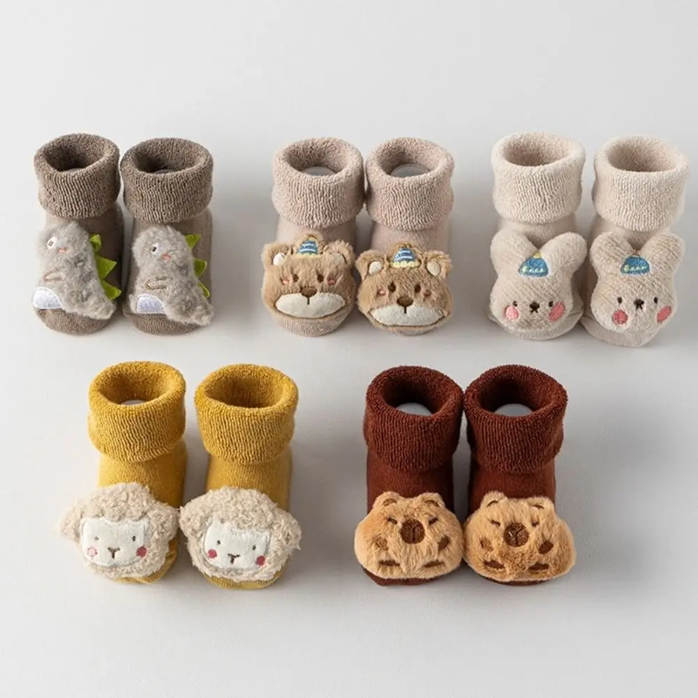 Cute Kapybara Plush Baby Socks Anti-Slip Soft Cotton Winter Floor Socks Warm Cartoon Animals Pattern Newborn Stockings