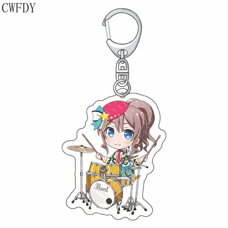 Anime Bang Traum Acryl Schlüssel bund Cartoon Figur Toyama Kasumi Hanazono Tae Ushigome Rimi Anhänger Schlüssel ring Schmuck für Mädchen Geschenk