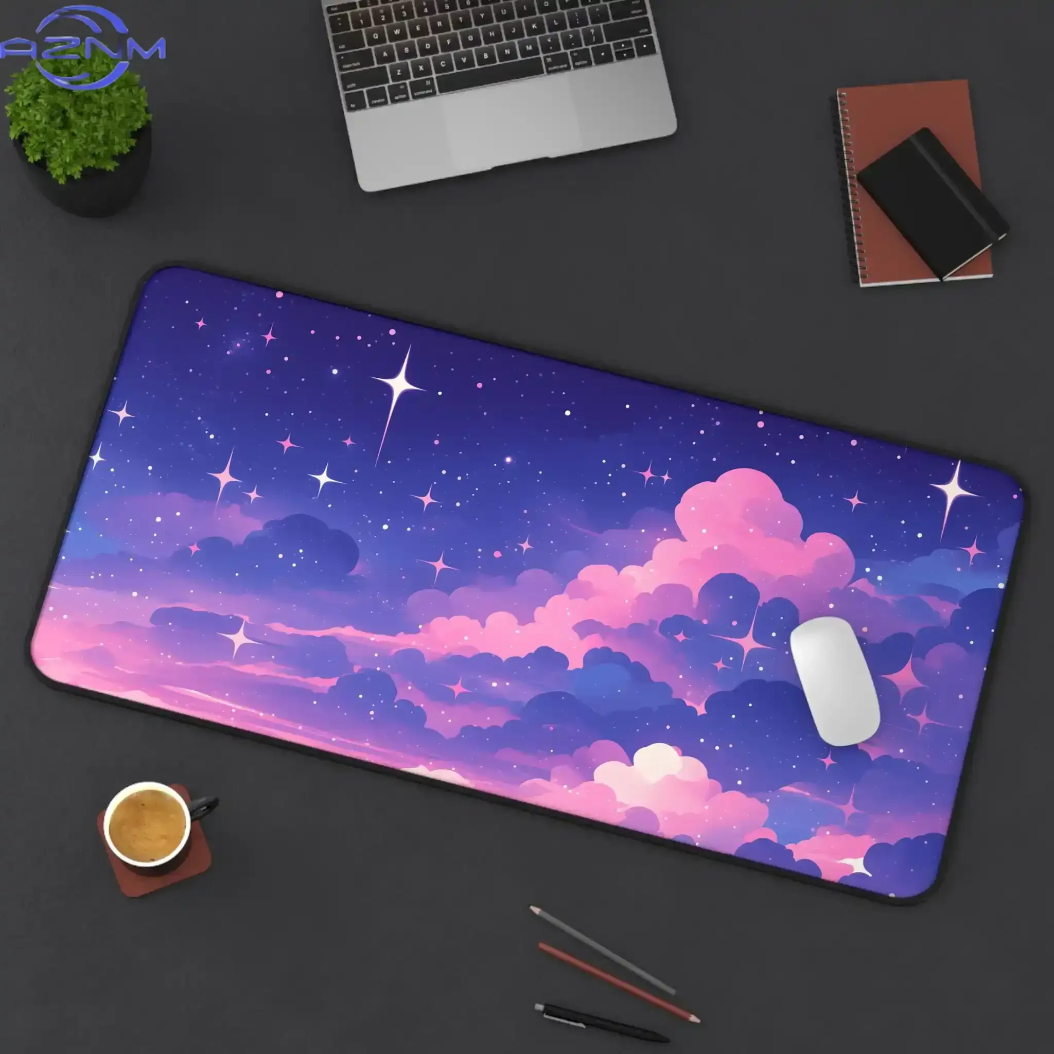 Desktop Night Sky Purple Pink Star Galaxy Gaming Mouse Pad Large Aesthetic Notepad Starclouds Celestial Dreams Playmat