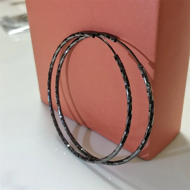 Somalia - 925 Sterling Silver Hoop Eearrins For Women 18K Gold Plated Black Real Money Earrings, Fine Silver Jewelry 30-60MM