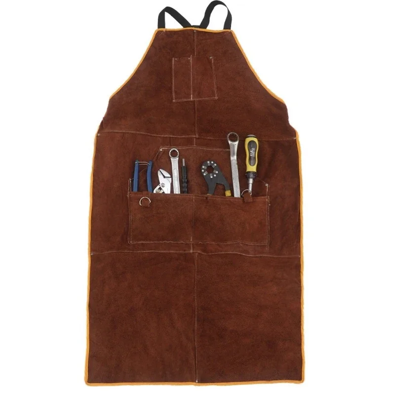 

Leather welding apron export quality leather work clothes cross-border e-commerce Amazon apron barbecue