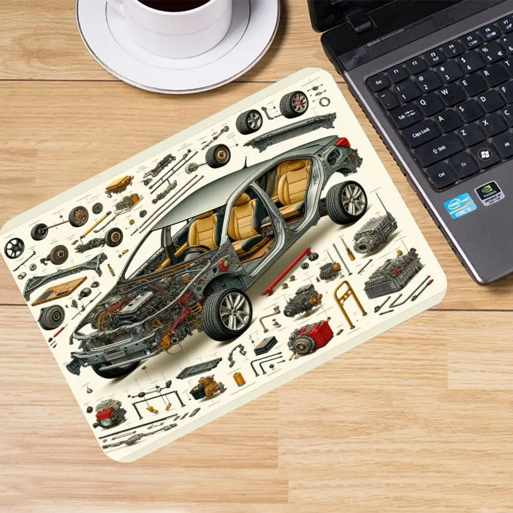 Vintage Modified Disassembled Car playmat large size games laptop office desktop keyboard accessories mousepad