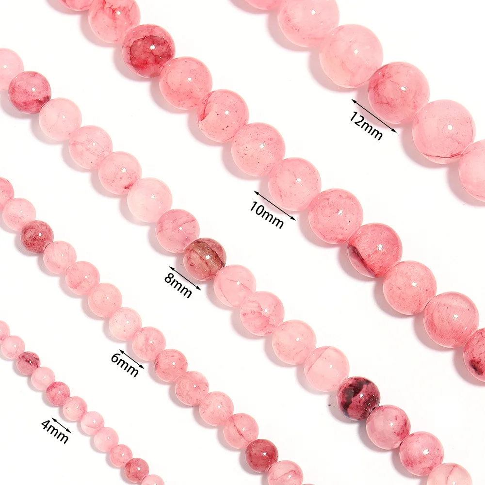 1 Strand Natural Persian Jade Stone Beads Pink Color Loose Spacer Gem Bead for Jewelry Making DIY Bracelet Necklace Accessories image 5