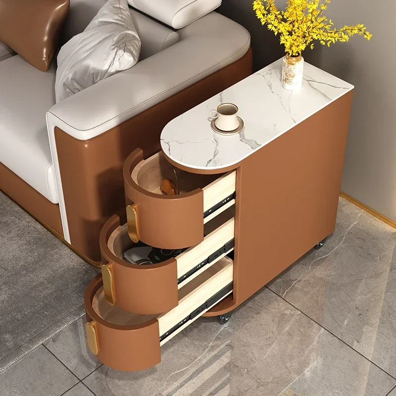 Simple bedside table, modern bedroom, narrow side cabinet, movable small-sized rock locker with wheels, bedside table