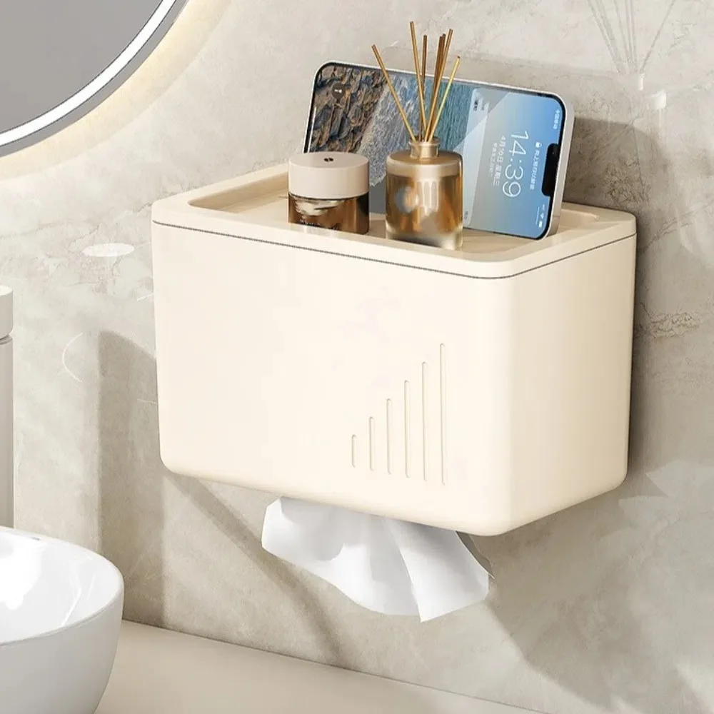 

Пластиковая коробка для туалетной бумаги, многофункциональная водонепроницаемая коробка для хранения рулонов туалетной бумаги, неперфорированная квадратная настенная коробка для хранения