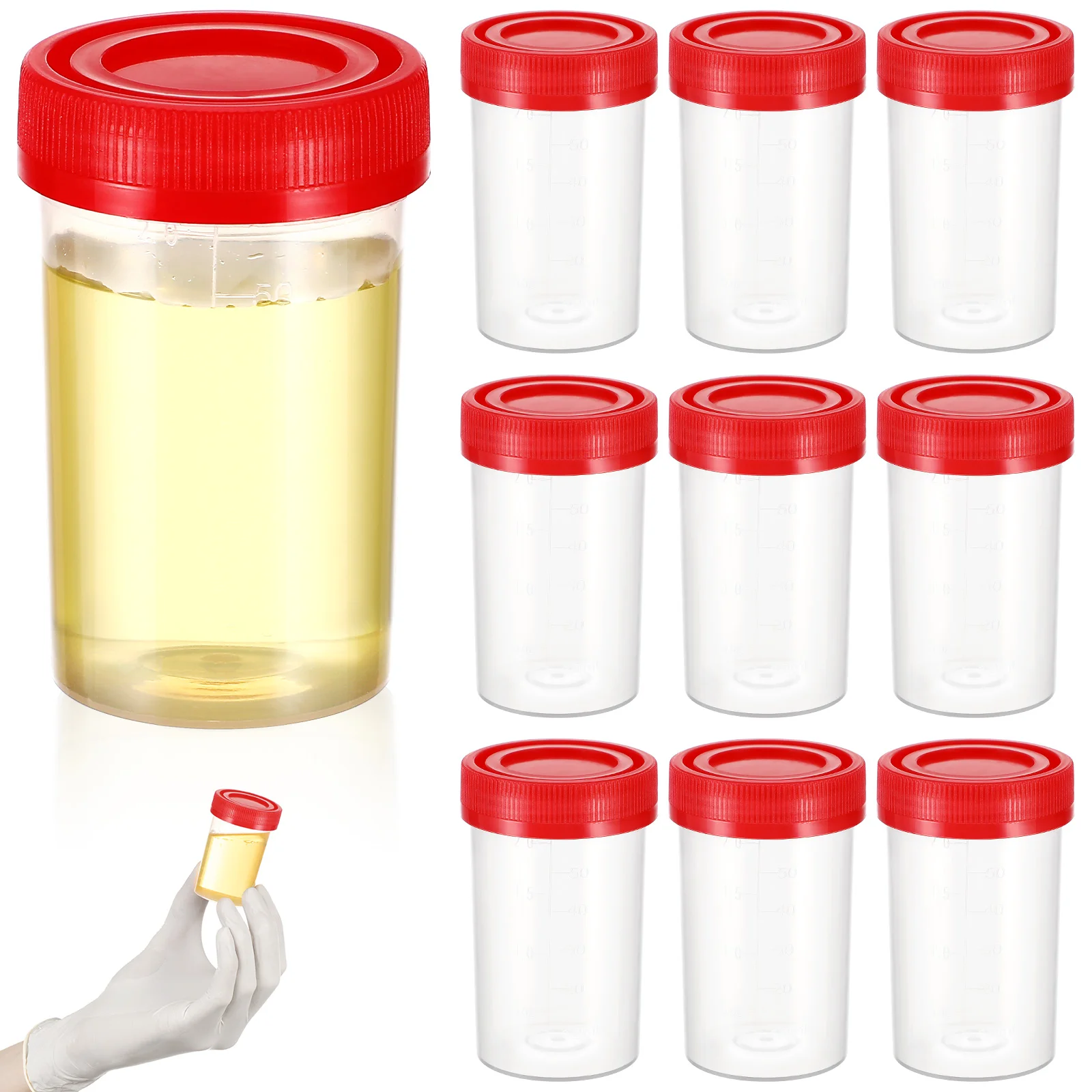 10 Pcs Medical Urine Cup Specimen Bottle for Sample Pot Graduated Bottles Plastic