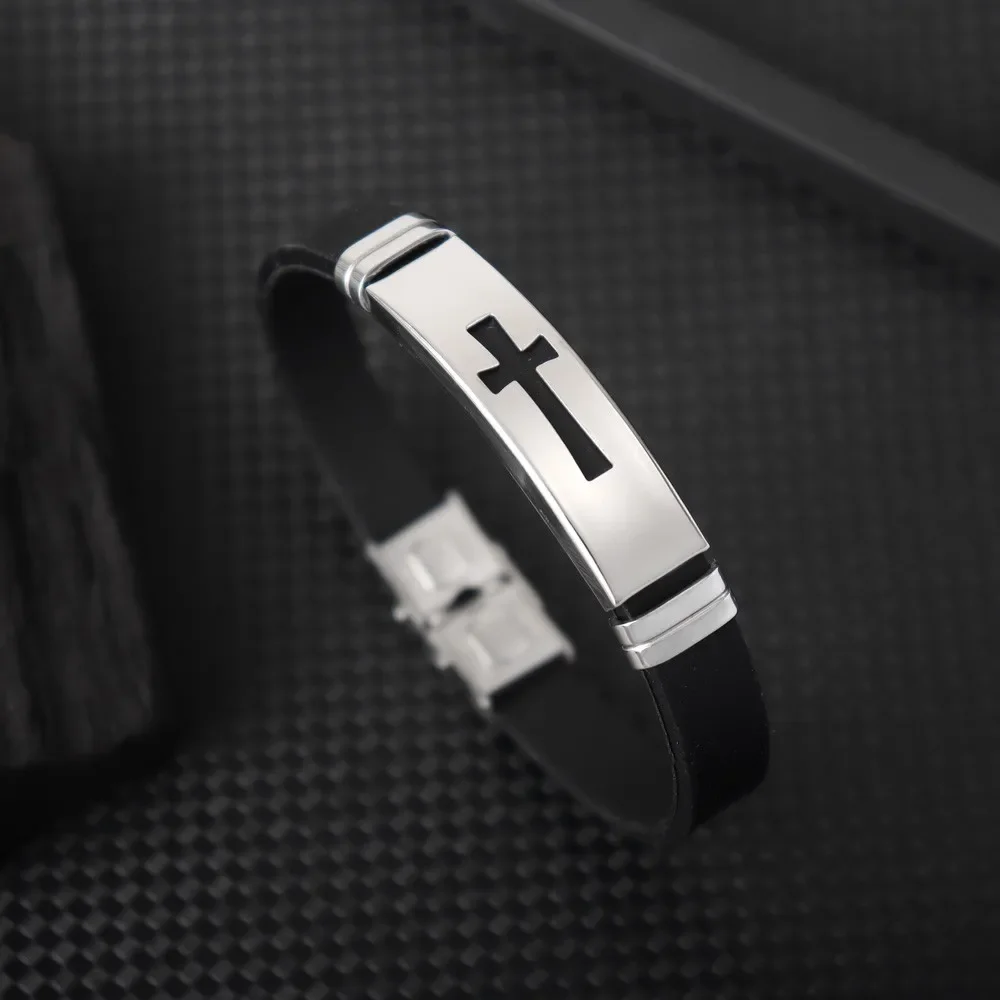 Bild 5: Trend Silikon Kreuz Armband Charming Herren Armband Weihnachtsgeschenk Valentinstag Geschenk Schutz Schmuck Zubehör