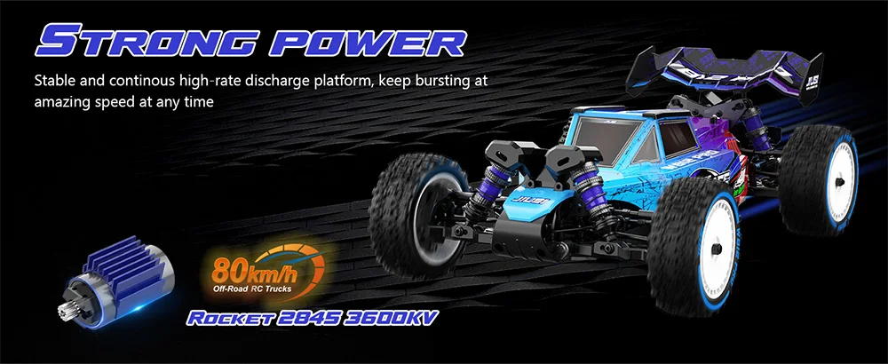 JIUSI WB12 PRO RC buggy showing low-profile racing stance and off-road tires
